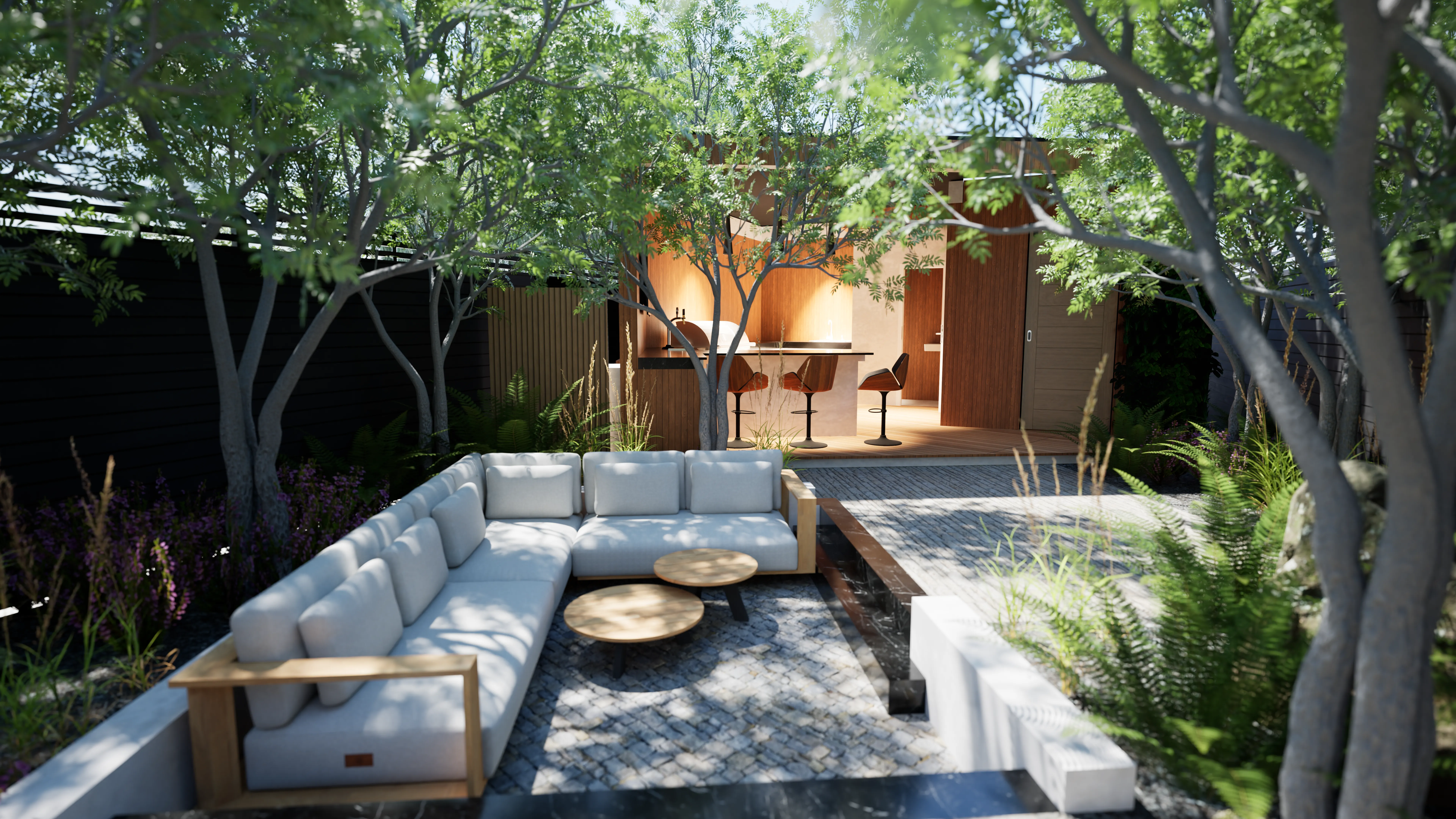 Garden seating within planting